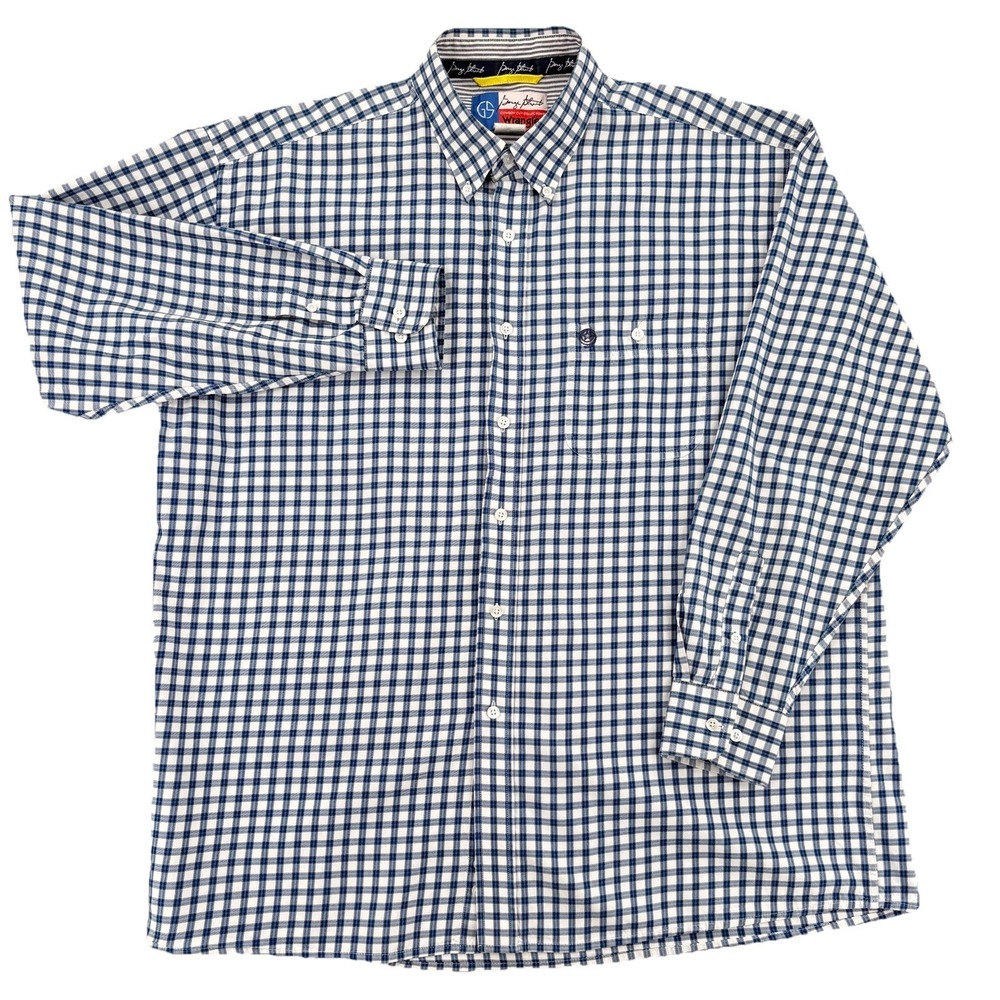 Wrangler George Strait Shirt Men 2XL Cowboy Cut Blue Plaid Western Americana